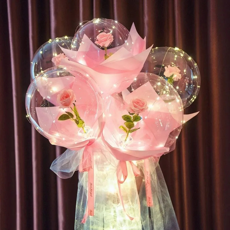 Stunning LED Luminous Rose Balloon Bouquet - Perfect for Valentine's Day, Birthdays, and Weddings!